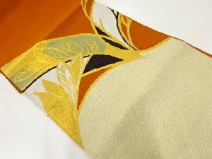 アンティーク　葉模様織出し名古屋帯（着用可）